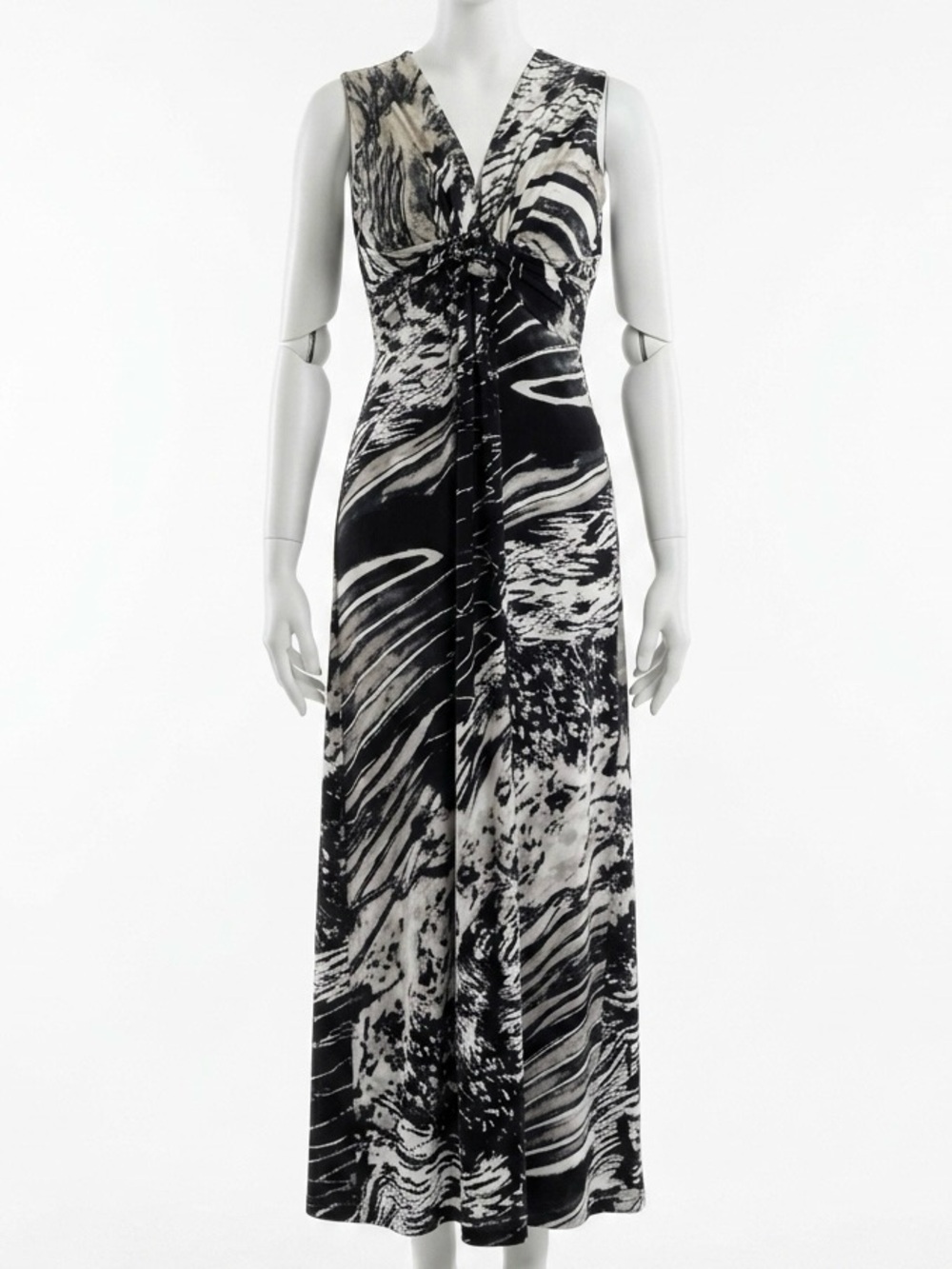 Teaberry Black White Abstract Print Sleeveless Maxi Flowy Stretch Dress Size 10